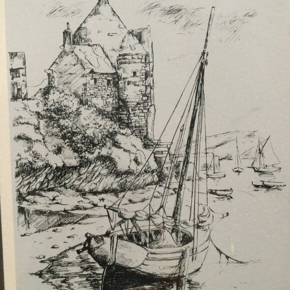 Vintage etching ? Print with wood frame Le Dayon by Michel Furet - Picture 2 of 6